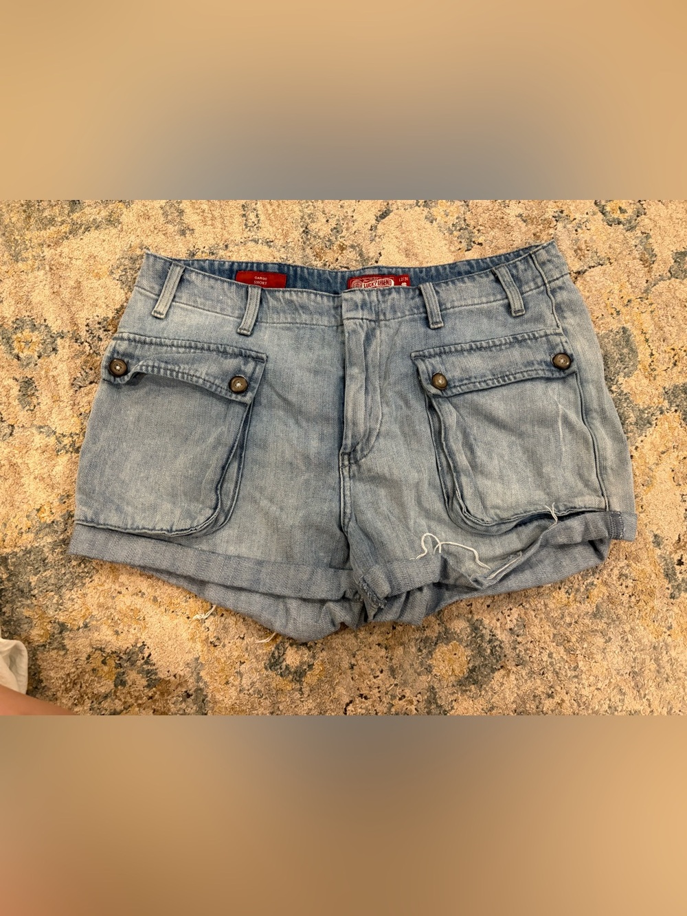 Lucky Brand Light Blue Denim Cargo-Style Shorts